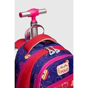 2217-My Polo Anatomik Sırt Yapılı Unisex Işıklı Tekerlekli İlkokul Çantası - NKT02217-PEMBE-TEKEBAT