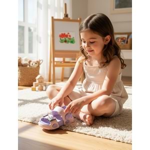 2247-Akınal Unisex Figürlü Ultra Yumuşak Esnek Kaymaz Tabanlı Çocuk Sandalet Terlik - NKT02247-PUDRA-32