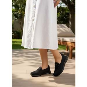 2257-Blacksea Anatomik Tabanlı Ultra Hafif Kadın Günlük Spor Babet Ayakkabı - NKT02257-siyah-39