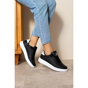 2286-Dark Step AirForce Modeli Anatomik Tabanlı Ultra Hafif Unisex Sneakers Ayakkabı - NKT02286-siyah-beyaz-45