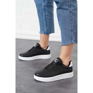 2286-Dark Step AirForce Modeli Anatomik Tabanlı Ultra Hafif Unisex Sneakers Ayakkabı - NKT02286-siyah-beyaz-45