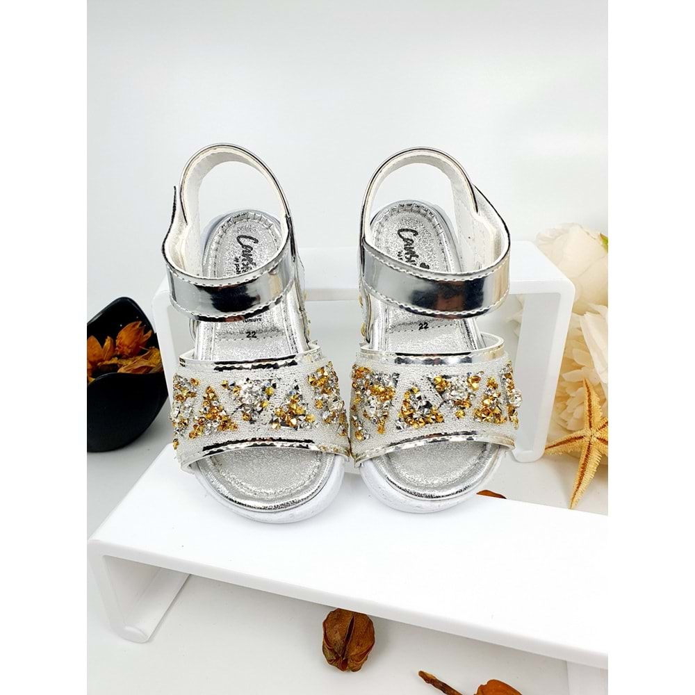CANSIN KIZ ÇOCUK SANDALET - CANSIN - GÜMÜŞ - 22 - NKT00056-GÜMÜŞ-22