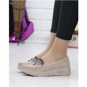 Konfores 086 Anatomik Tabanlı Bayan Dolgu Topuk Günlük Ayakkabı - VIZON - 38