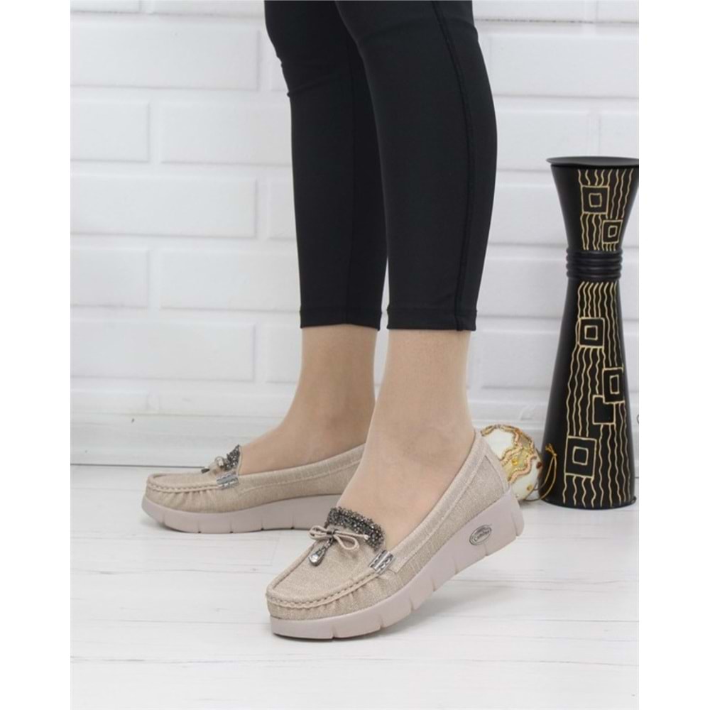 Konfores 086 Anatomik Tabanlı Bayan Dolgu Topuk Günlük Ayakkabı - VIZON - 38