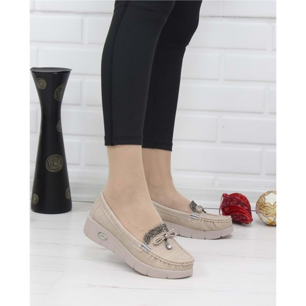 Konfores 086 Anatomik Tabanlı Bayan Dolgu Topuk Günlük Ayakkabı - VIZON - 38