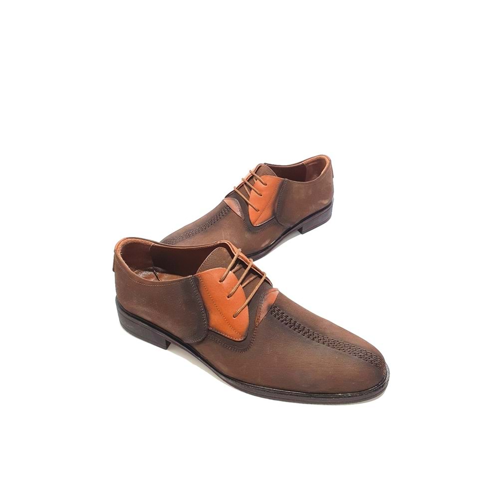 üçlü hakiki deri erkek klasik ayakkabı - kahverengi - 41