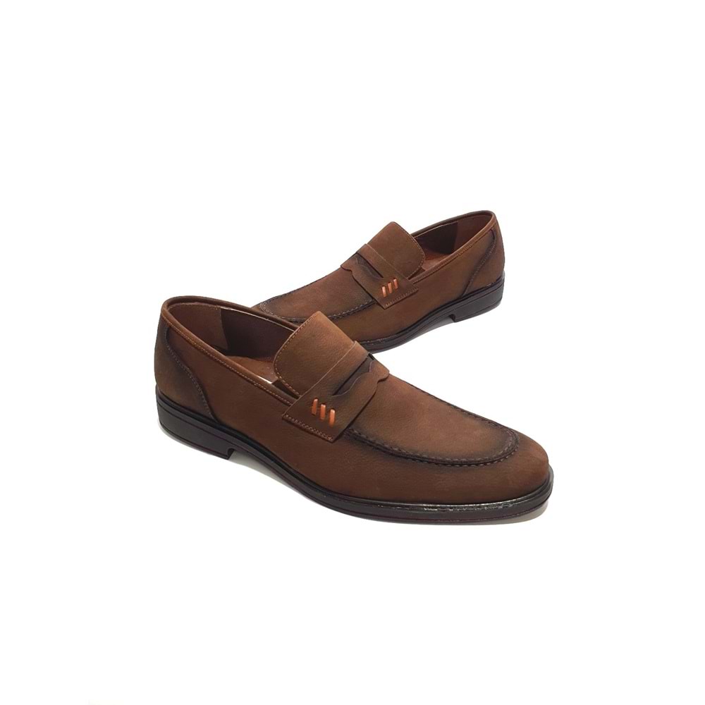 üçlü hakiki deri erkek klasik ayakkabı - kahverengi - 42