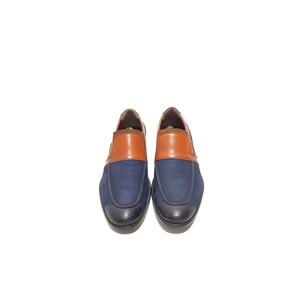 üçlü hakiki deri erkek klasik ayakkabı - lacivert - 40