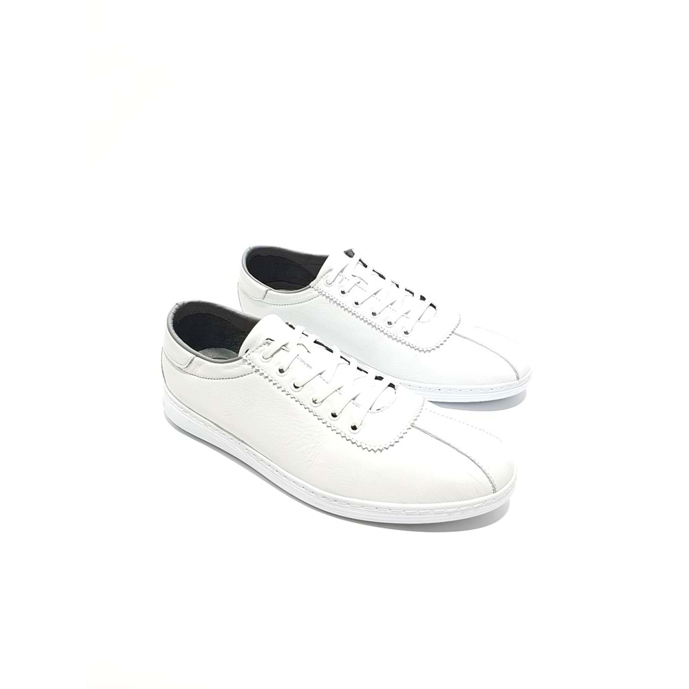 Lıon Hakiki Deri Erkek Sneakers Ayakkabı - BEYAZ - 41