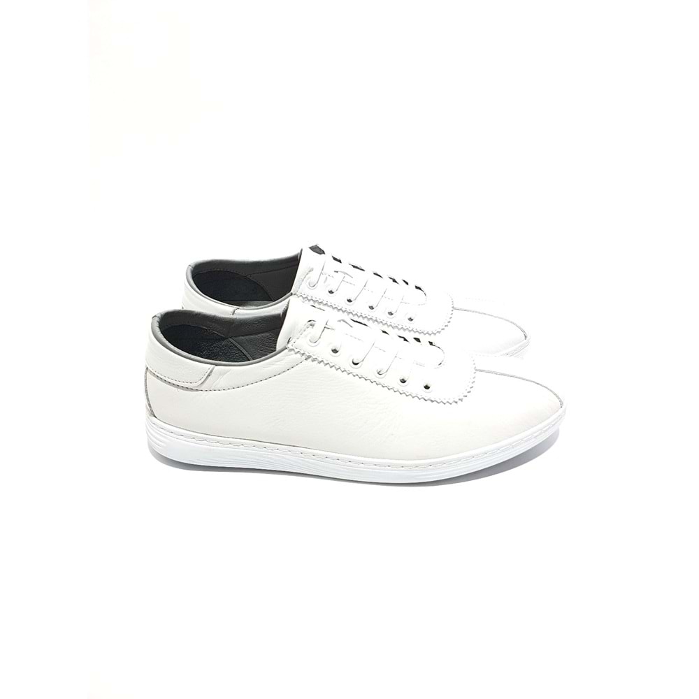 Lıon Hakiki Deri Erkek Sneakers Ayakkabı - BEYAZ - 42
