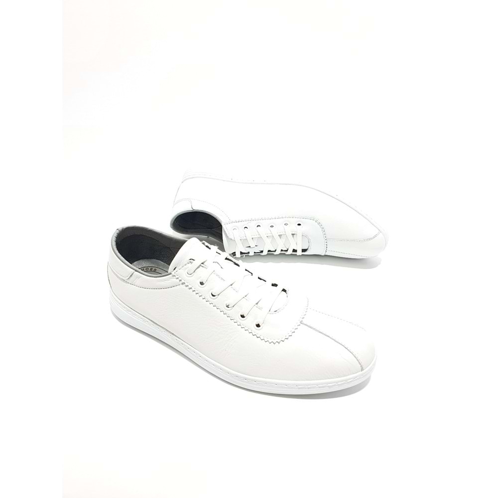 Lıon Hakiki Deri Erkek Sneakers Ayakkabı - BEYAZ - 42