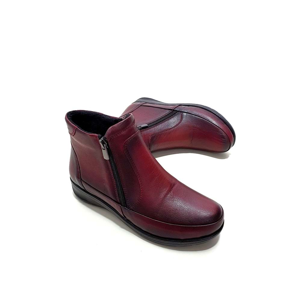 Divadonna 1704 Hakiki Deri Ortopedic Bot - BORDO - 37
