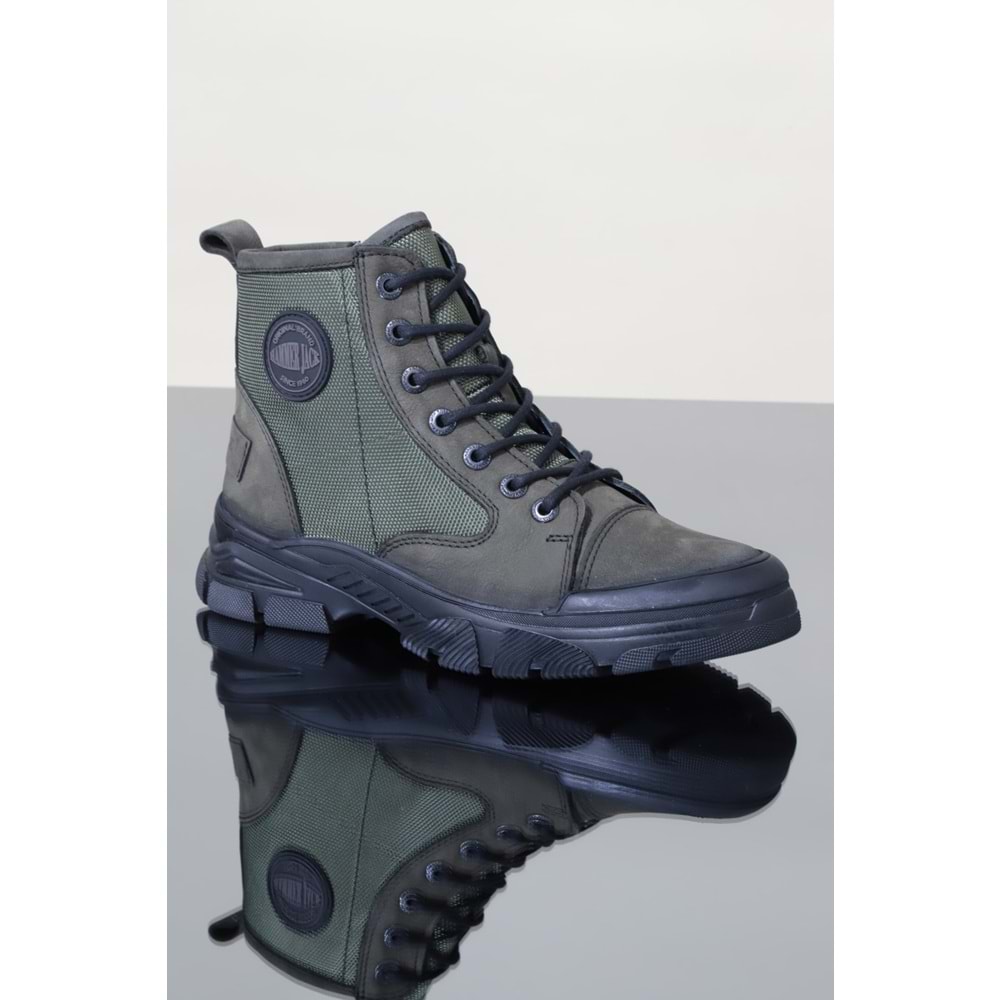 Konfores 1126 Hakiki Deri Anatomik Fermuarlı Erkek Spor Bot - NKT01126-haki-42
