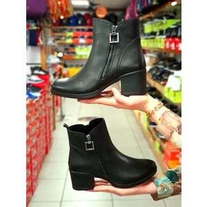 Konfores 1257 Hakiki Deri Anatomik Kauçuk Tabanlı Bayan Bot - NKT01257-siyah-40