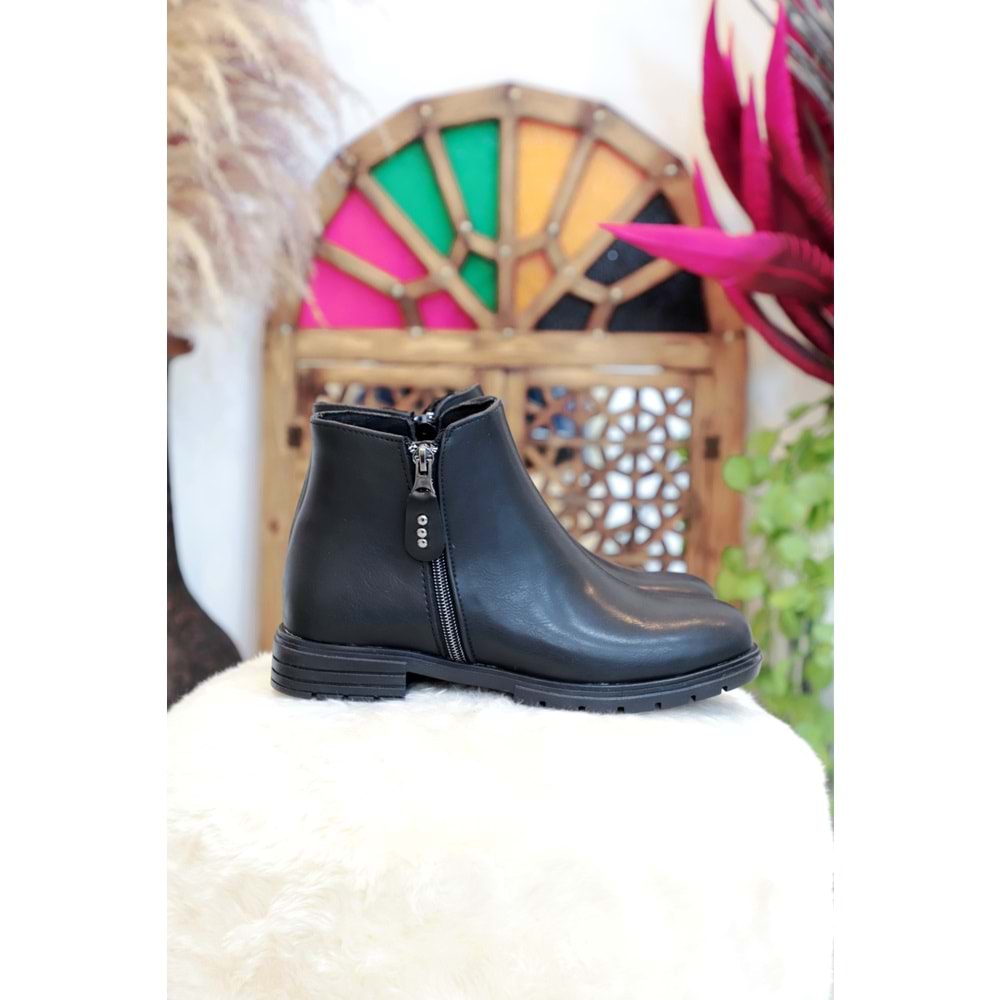 Konfores 1406 Kauçuk Tabanlı Bayan Düz Tabanlı Bot - NKT01406-siyah-36