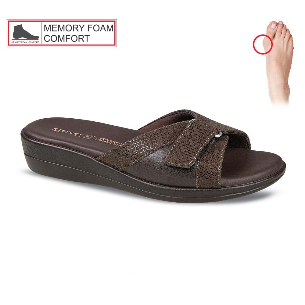 Konfores 1488-9863-7 Tam Anatomik Bayan Terlik - NKT01488-kahverengi-36