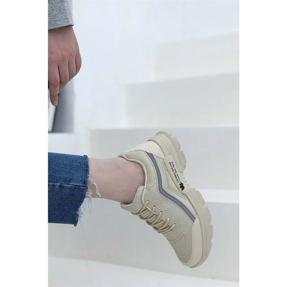 Konfores 1658 Anatomik Tabanlı Bayan Sneakers Ayakkabı - NKT01658-BEJ-37