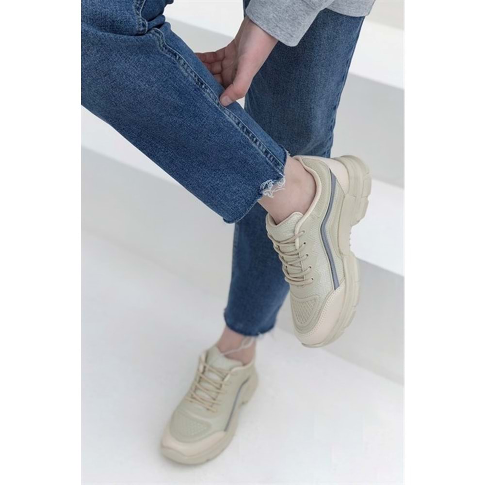 Konfores 1658 Anatomik Tabanlı Bayan Sneakers Ayakkabı - NKT01658-BEJ-37