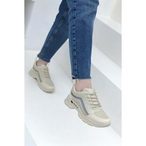 Konfores 1658 Anatomik Tabanlı Bayan Sneakers Ayakkabı - NKT01658-BEJ-37