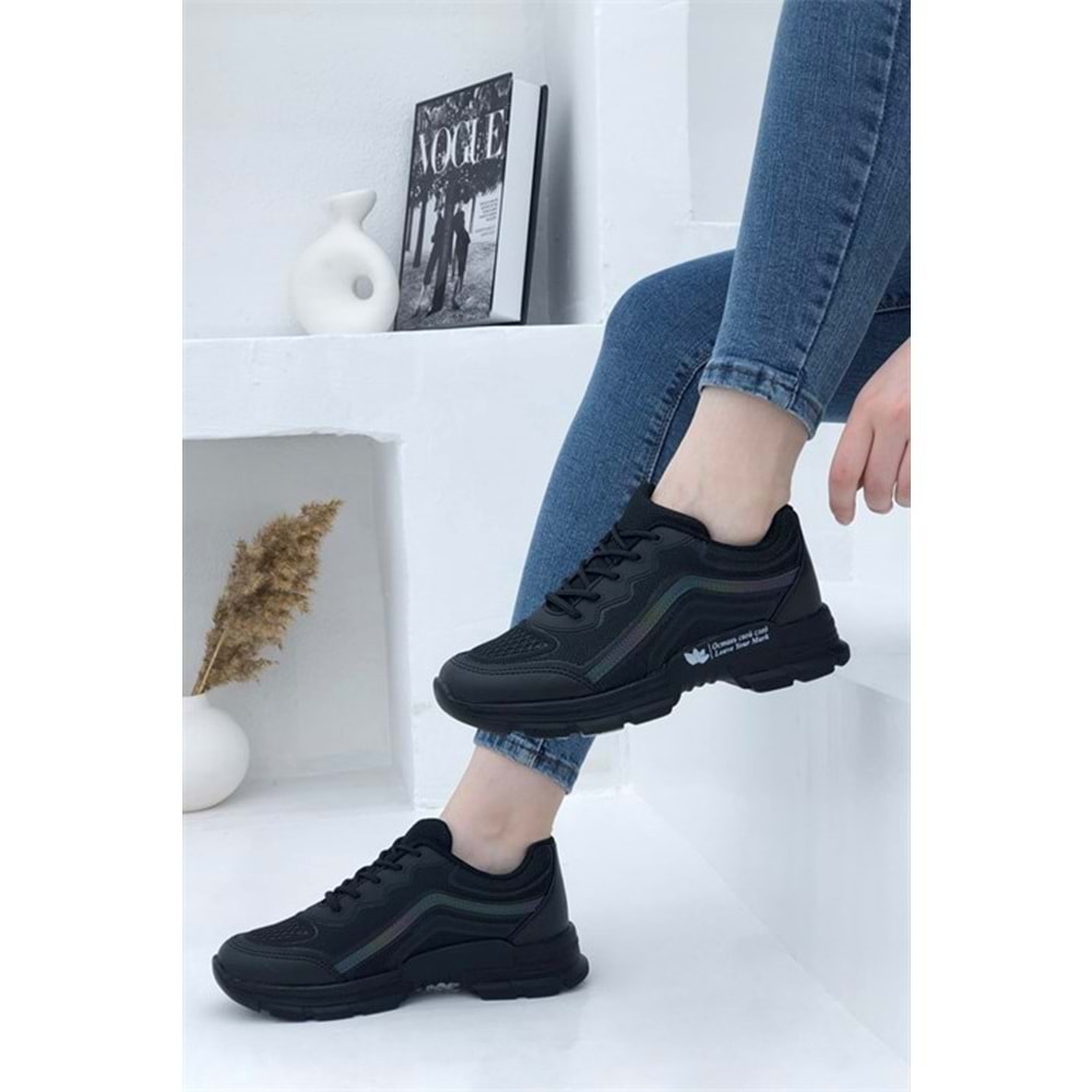 Konfores 1658 Anatomik Tabanlı Bayan Sneakers Ayakkabı - NKT01658-siyah-37