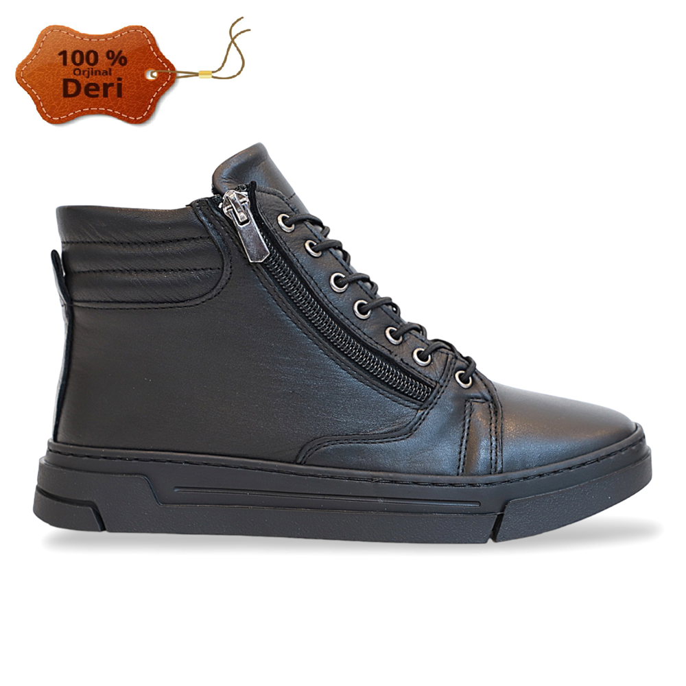 Konfores 1752-394139 Hakiki Deri Anatomik Tabanlı Spor Bot - NKT01752-siyah-41