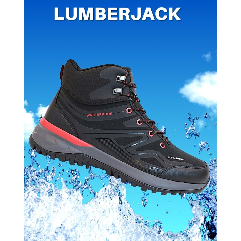 1766-Camora Anatomik Tabanlı Waterproof Trekking Spor Bot - NKT01766-siyah kırmızı-43