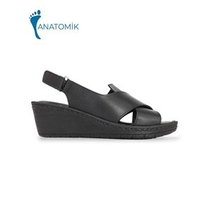 Konfores 1911-390240 Tam Anatomik Tabanlı Kadın Sandalet - NKT01911-siyah-38