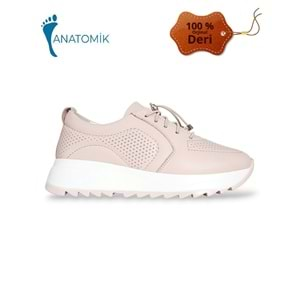 Konfores 1921-346538 Hakiki Deri Anatomik Tabanlı Kadın Sneakers Ayakkabı - NKT01921-BEJ-39