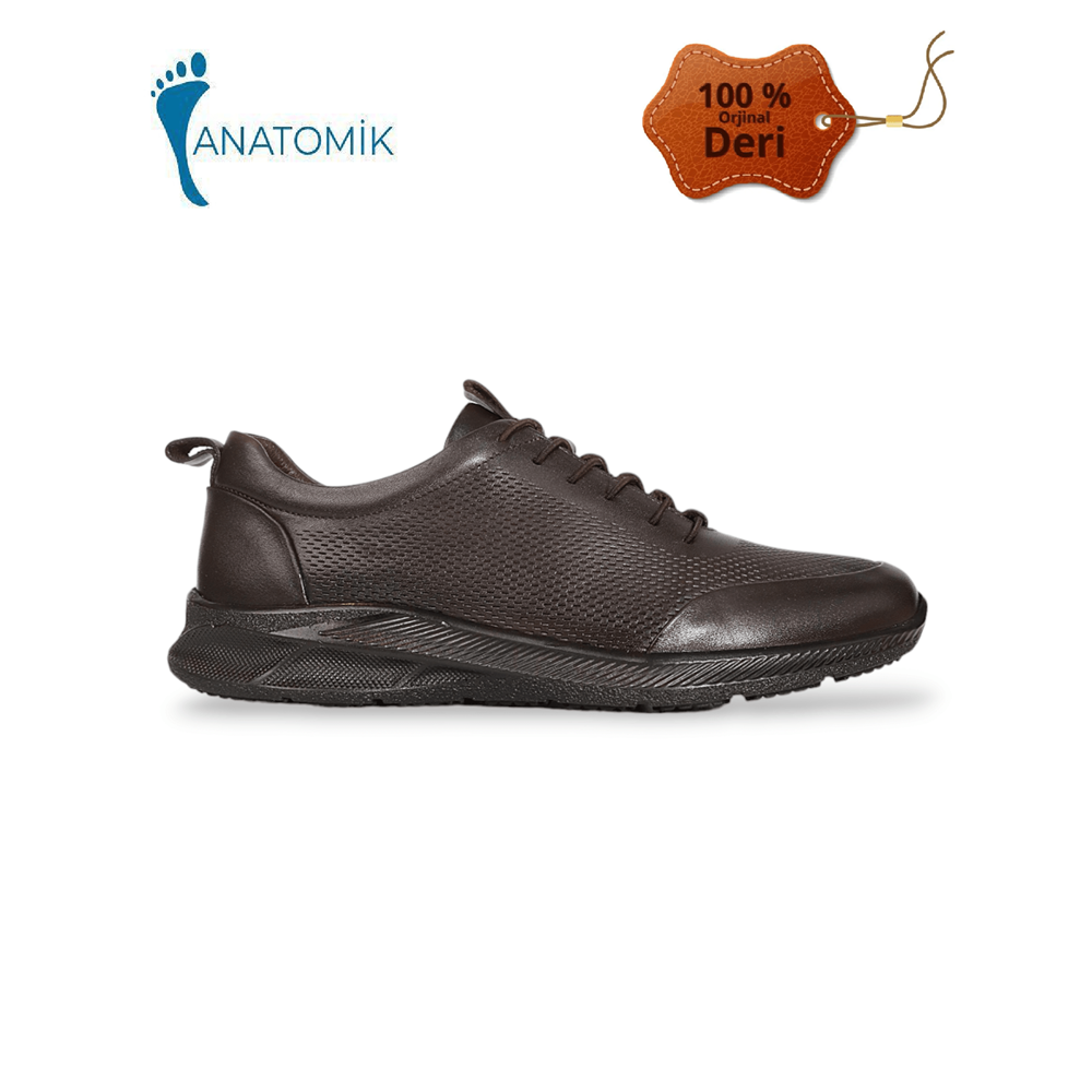 Konfores 1934-532130 Hakiki Deri Anatomik Tabanlı Erkek Günlük Ayakkabı - NKT01934-kahverengi-43
