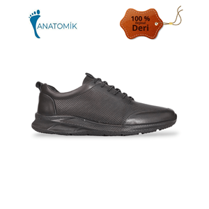 Konfores 1934-532130 Hakiki Deri Anatomik Tabanlı Erkek Günlük Ayakkabı - NKT01934-siyah-44