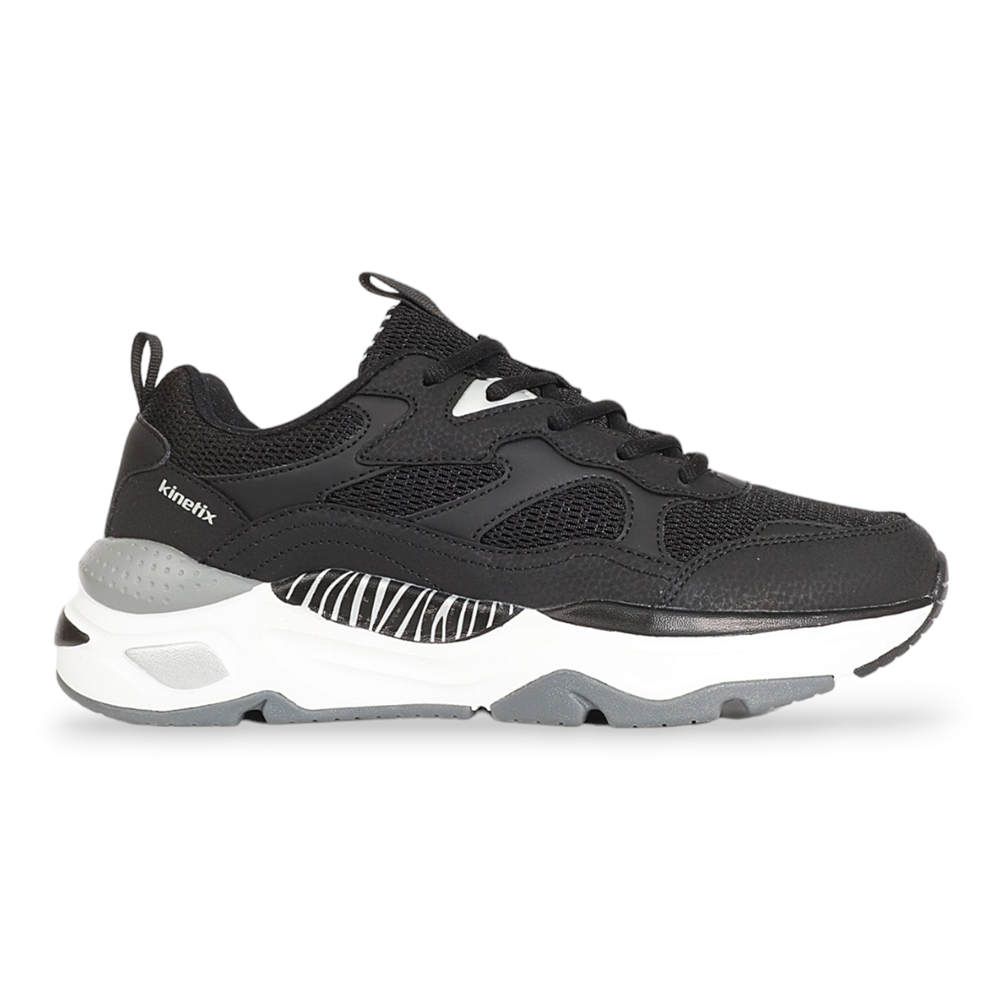 Kinetix 1963-Foxy Anatomik Kalın Tabanlı Kadın Sneakers Ayakkabı - NKT01963-siyah beyaz-37