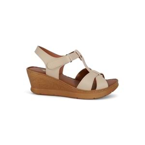 Konfores 2027-492076 Tam Anatomik Tabanlı Kadın Sandalet - NKT02027-BEJ-39