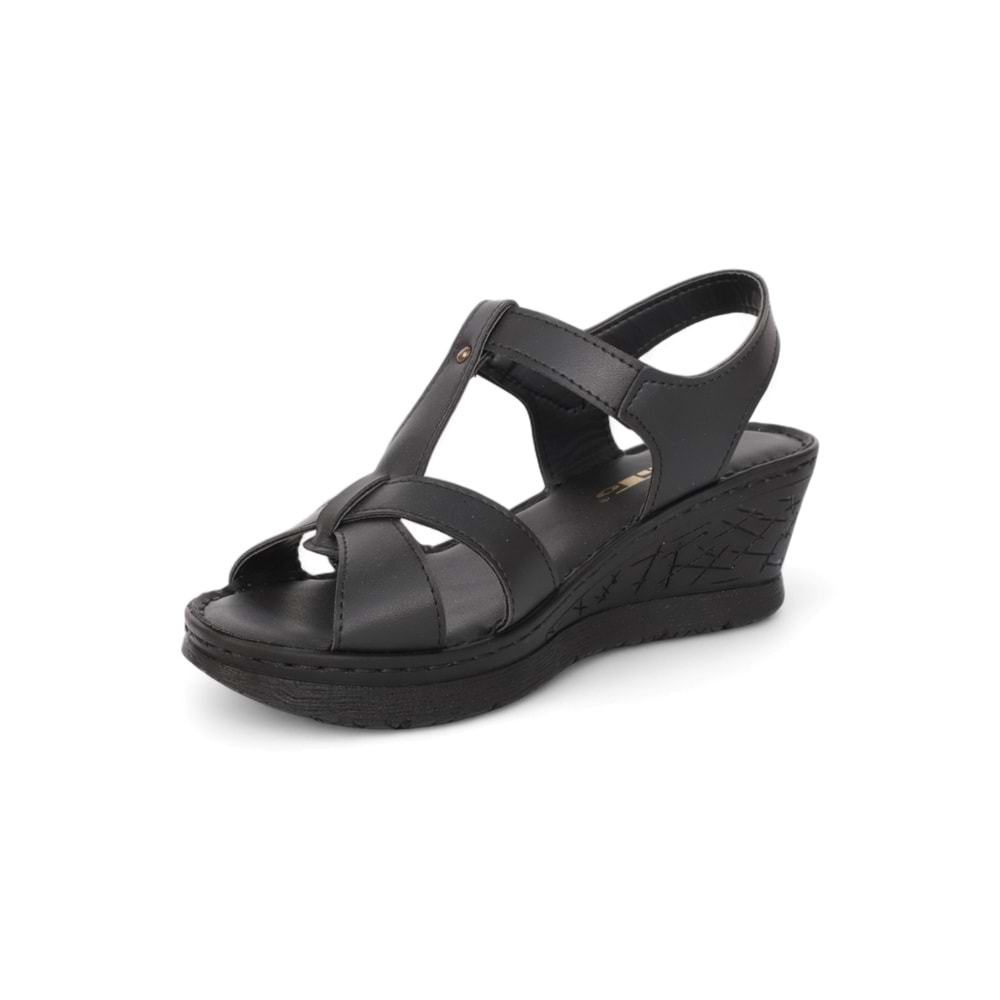 Konfores 2027-492076 Tam Anatomik Tabanlı Kadın Sandalet - NKT02027-siyah-36