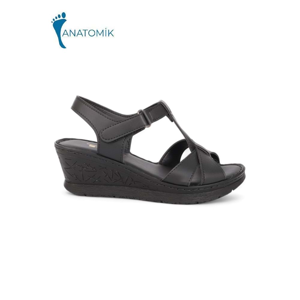 Konfores 2027-492076 Tam Anatomik Tabanlı Kadın Sandalet - NKT02027-siyah-40