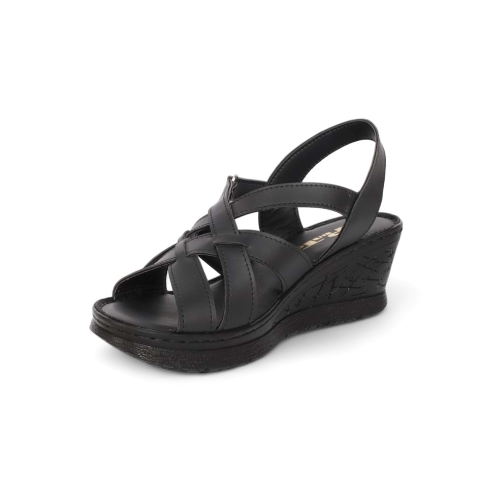Konfores 2028-492078 Tam Anatomik Tabanlı Kadın Sandalet - NKT02028-siyah-36