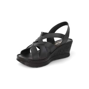Konfores 2028-492078 Tam Anatomik Tabanlı Kadın Sandalet - NKT02028-siyah-36