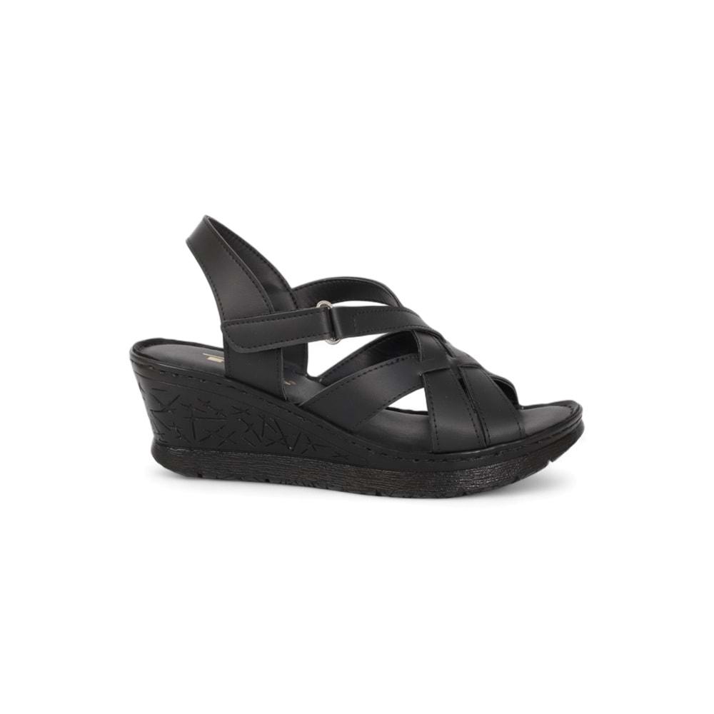 Konfores 2028-492078 Tam Anatomik Tabanlı Kadın Sandalet - NKT02028-siyah-36