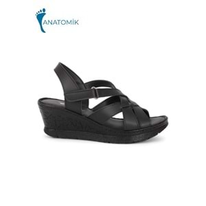 Konfores 2028-492078 Tam Anatomik Tabanlı Kadın Sandalet - NKT02028-siyah-36