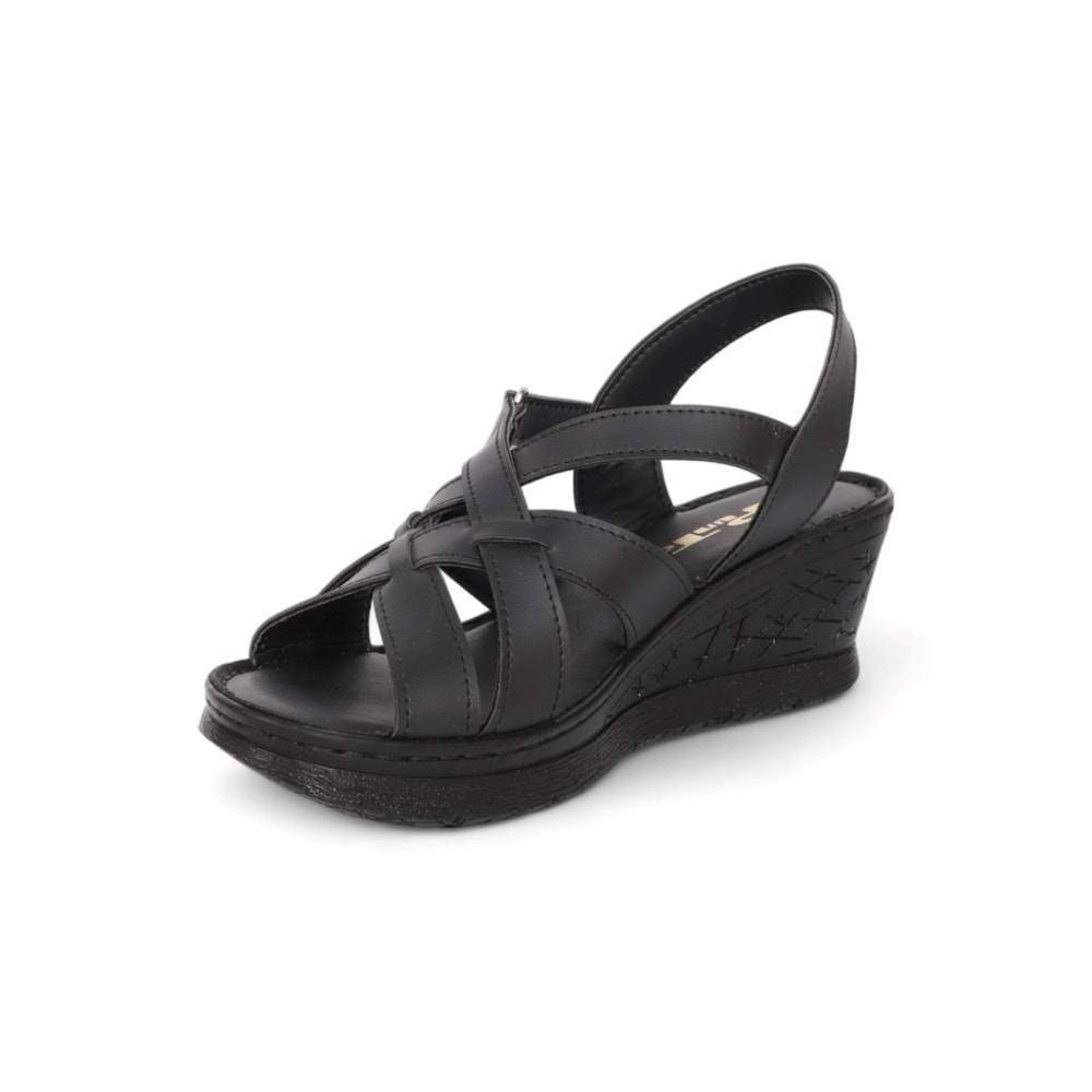 Konfores 2028-492078 Tam Anatomik Tabanlı Kadın Sandalet - NKT02028-siyah-40