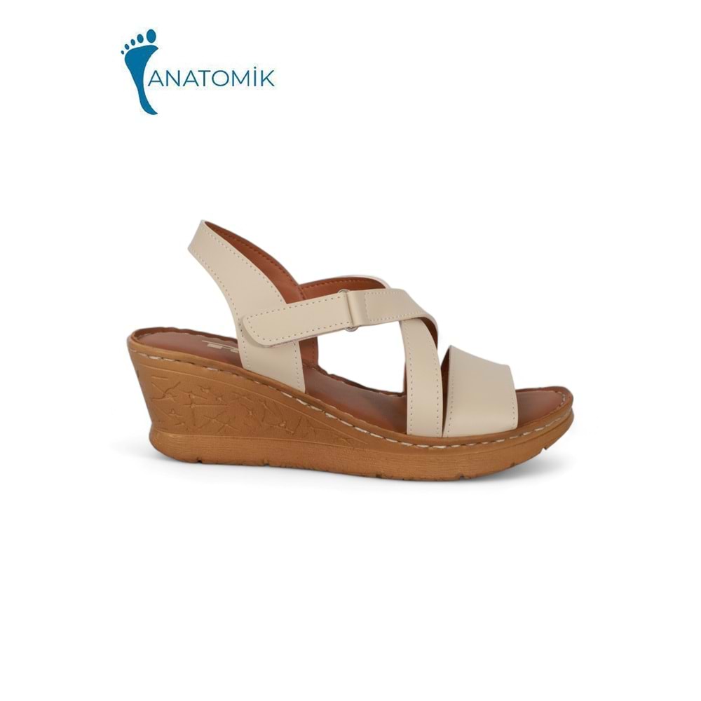 Konfores 2029-492074 Tam Anatomik Tabanlı Kadın Sandalet - NKT02029-BEJ-38