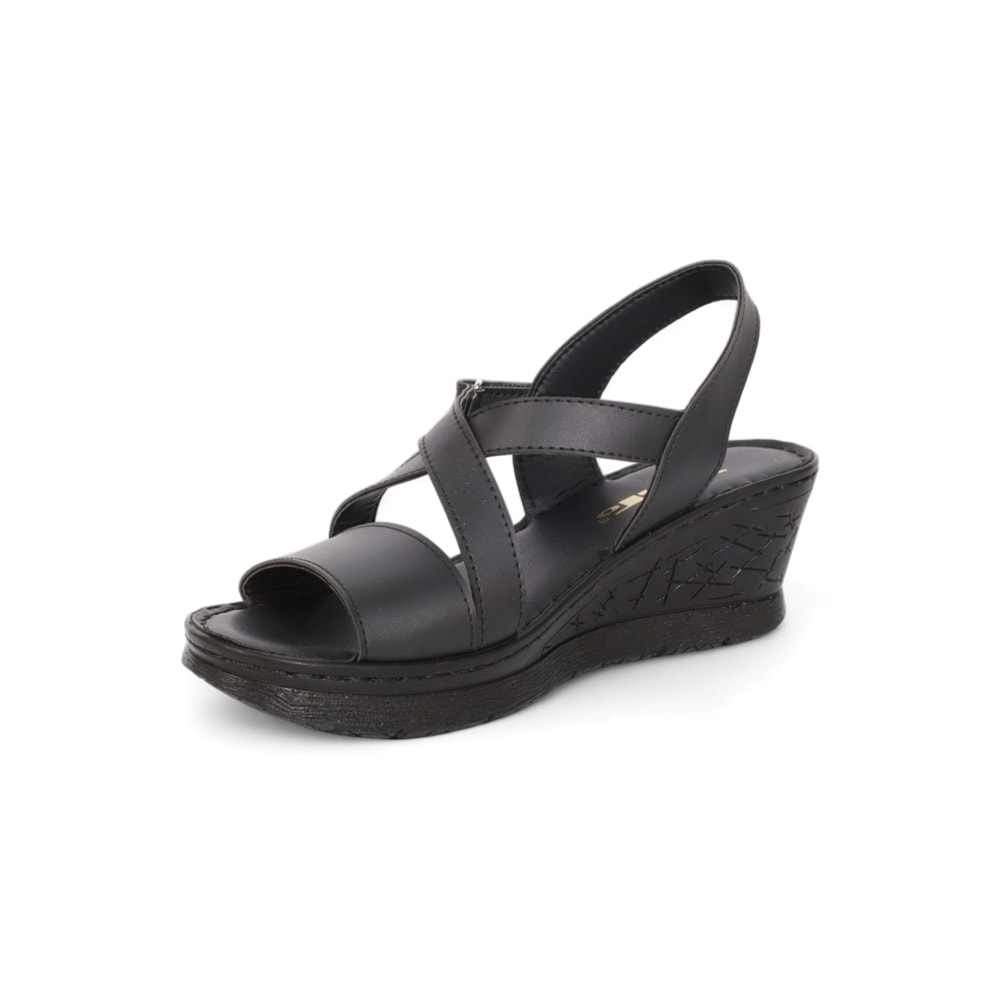 Konfores 2029-492074 Tam Anatomik Tabanlı Kadın Sandalet - NKT02029-siyah-37