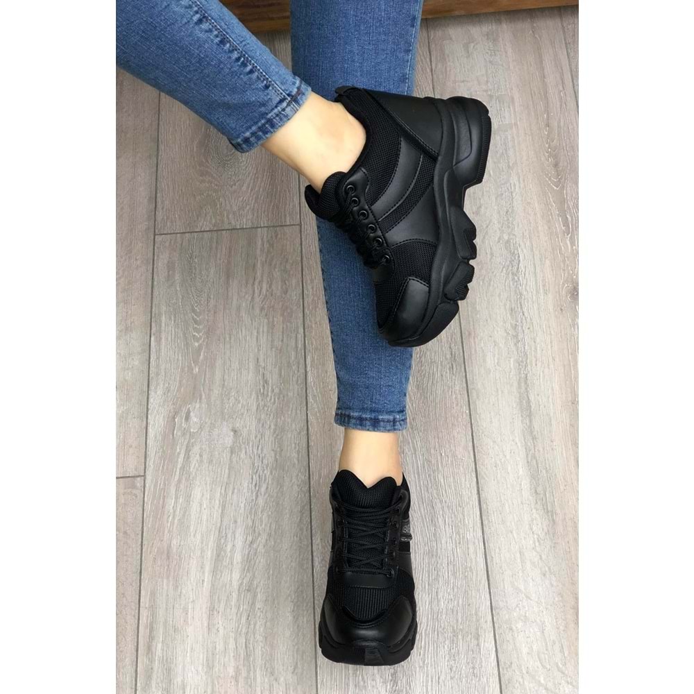 Konfores 2069 Anatomik Gizli Dolgu Tabanlı Kadın Sneakers Ayakkabı - NKT02069-siyah-38