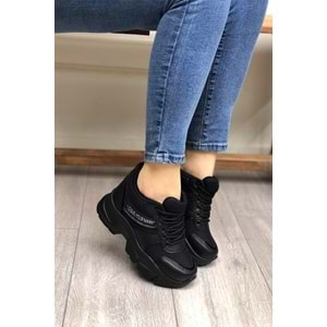 Konfores 2069 Anatomik Gizli Dolgu Tabanlı Kadın Sneakers Ayakkabı - NKT02069-siyah-38