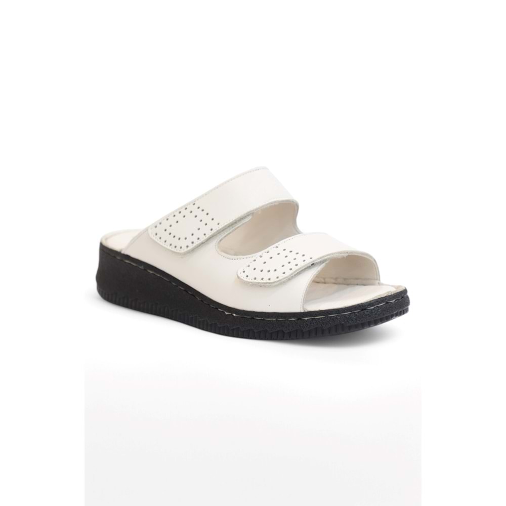 Konfores 2122 Ultra Hafif Esnek Tabanlı Hakiki Deri Tam Anatomik Kadın Terlik - NKT02122-BEJ-38