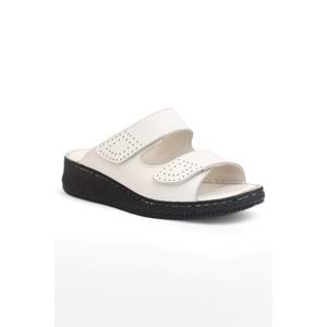 Konfores 2122 Ultra Hafif Esnek Tabanlı Hakiki Deri Tam Anatomik Kadın Terlik - NKT02122-BEJ-38