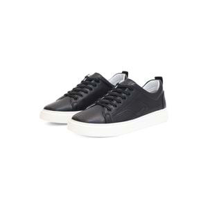 Konfores 2124 Hakiki Deri Anatomik Tabanlı Ultra Hafif Erkek Sneakers Ayakkabı - NKT02124-siyah-beyaz-40