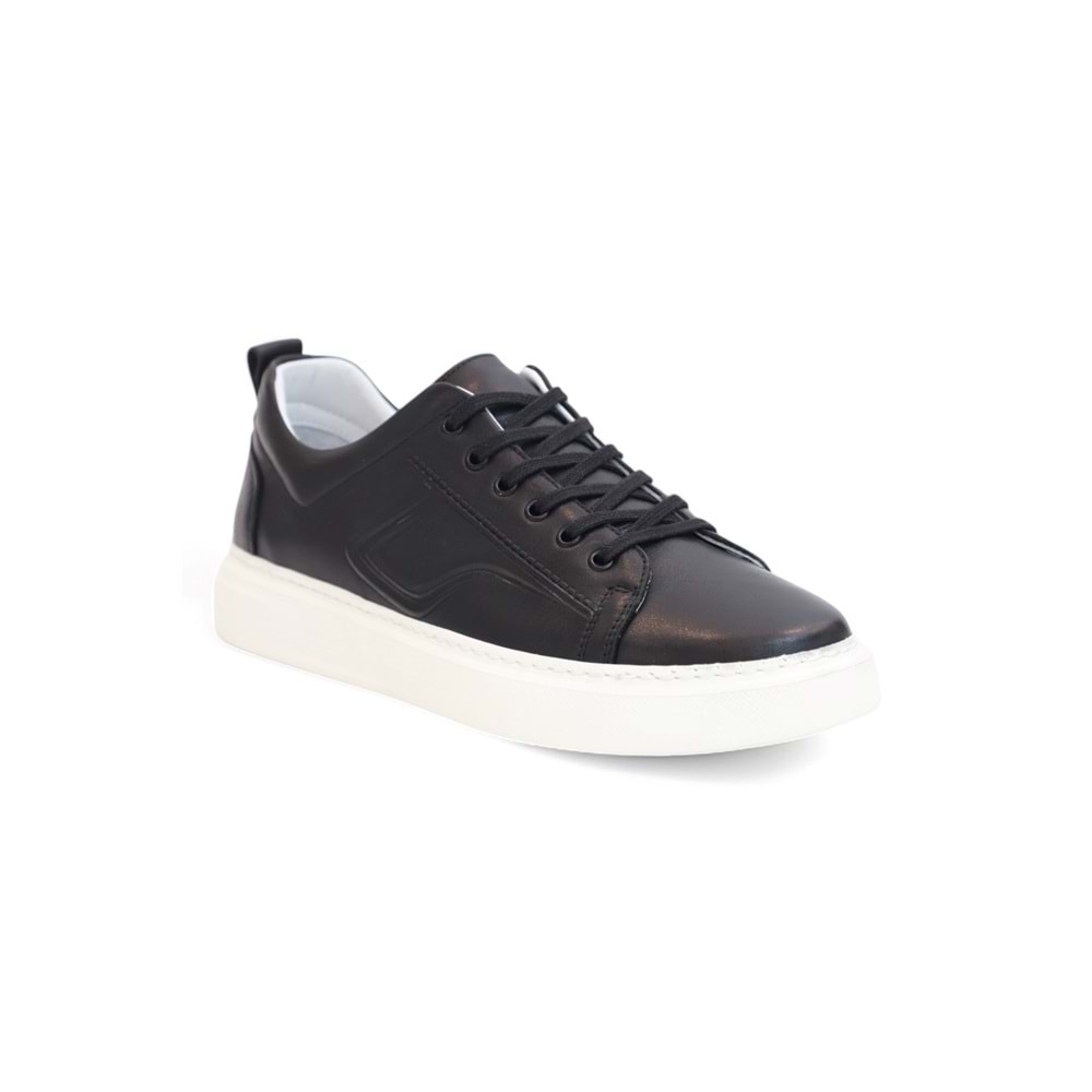 Konfores 2124 Hakiki Deri Anatomik Tabanlı Ultra Hafif Erkek Sneakers Ayakkabı - NKT02124-siyah-beyaz-40