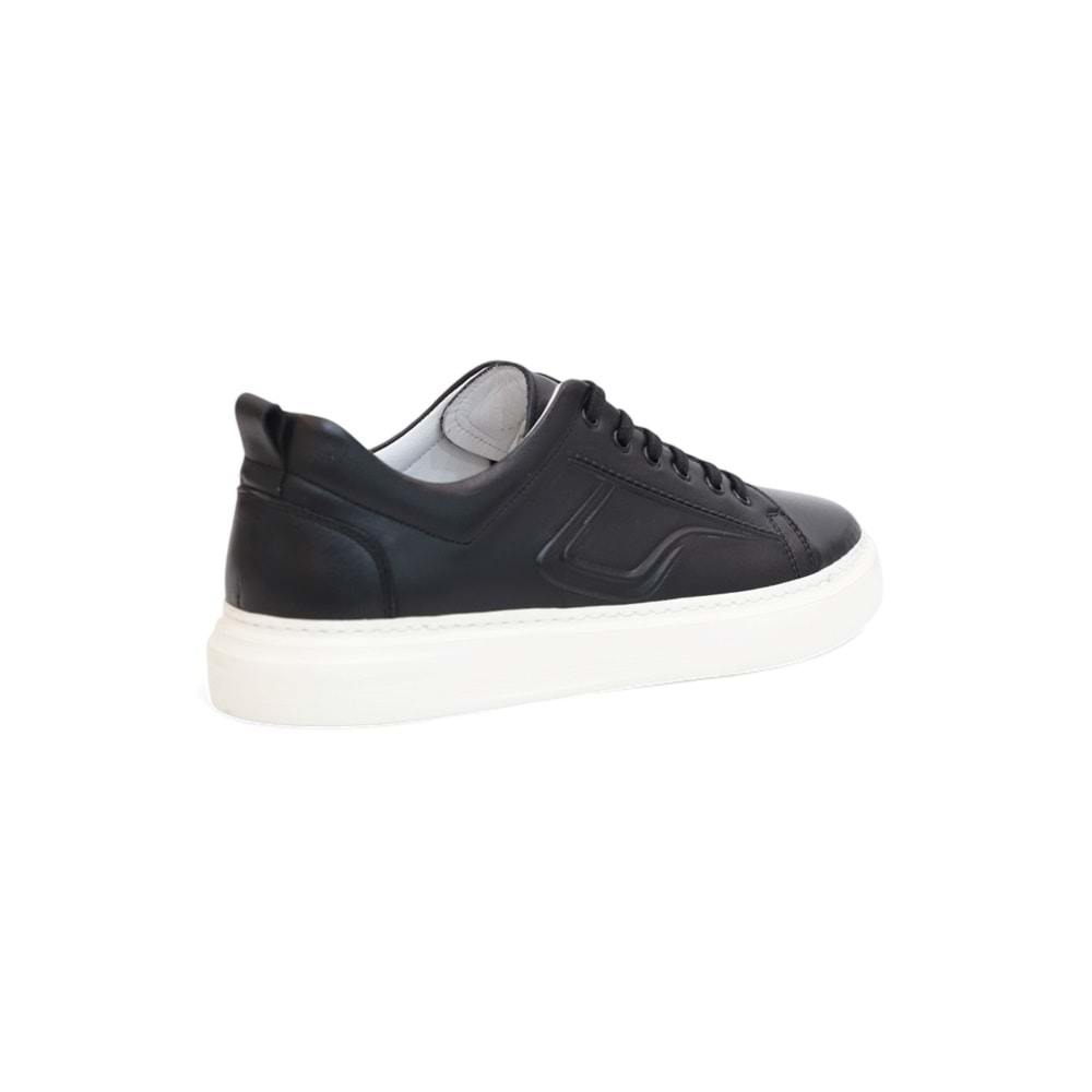 Konfores 2124 Hakiki Deri Anatomik Tabanlı Ultra Hafif Erkek Sneakers Ayakkabı - NKT02124-siyah-beyaz-40