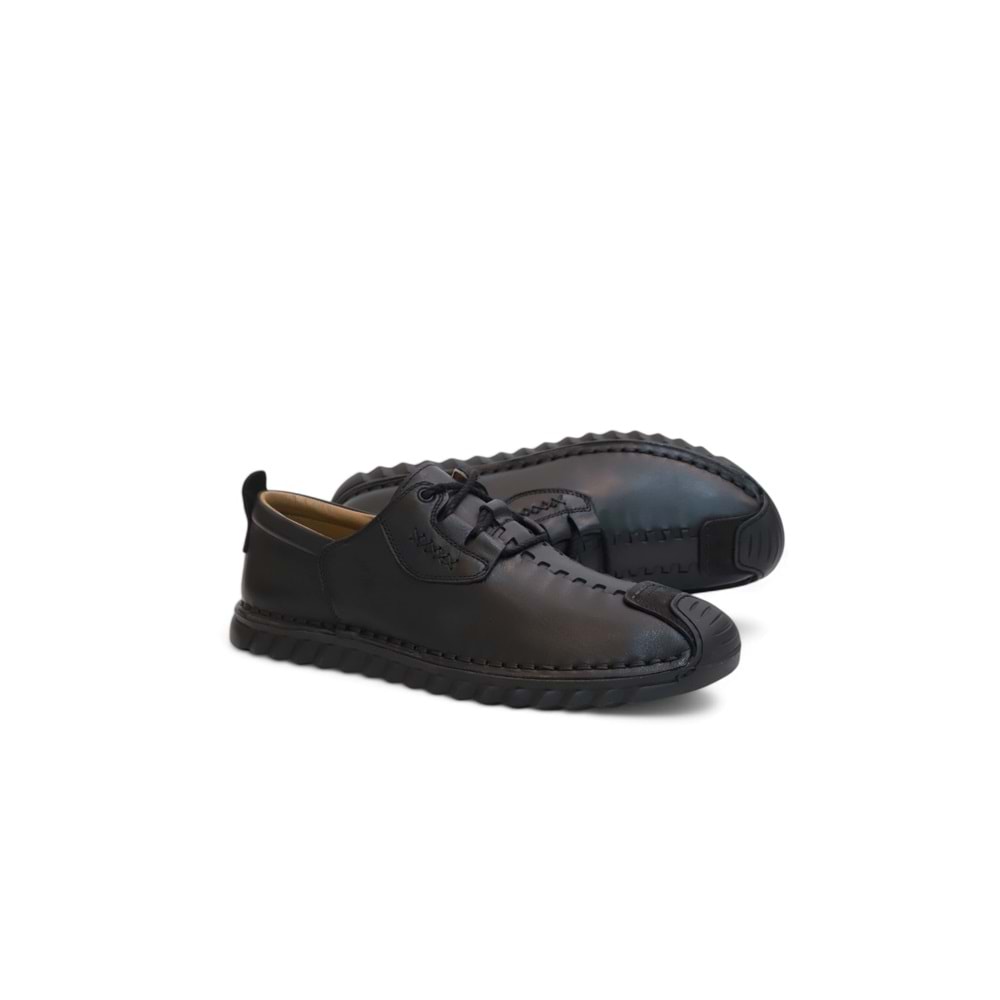 Konfores 2125 Hakiki Deri Üst Kalite Anatomik Tabanlı Erkek Günlük Çarık Ayakkabı - NKT02125-siyah-44