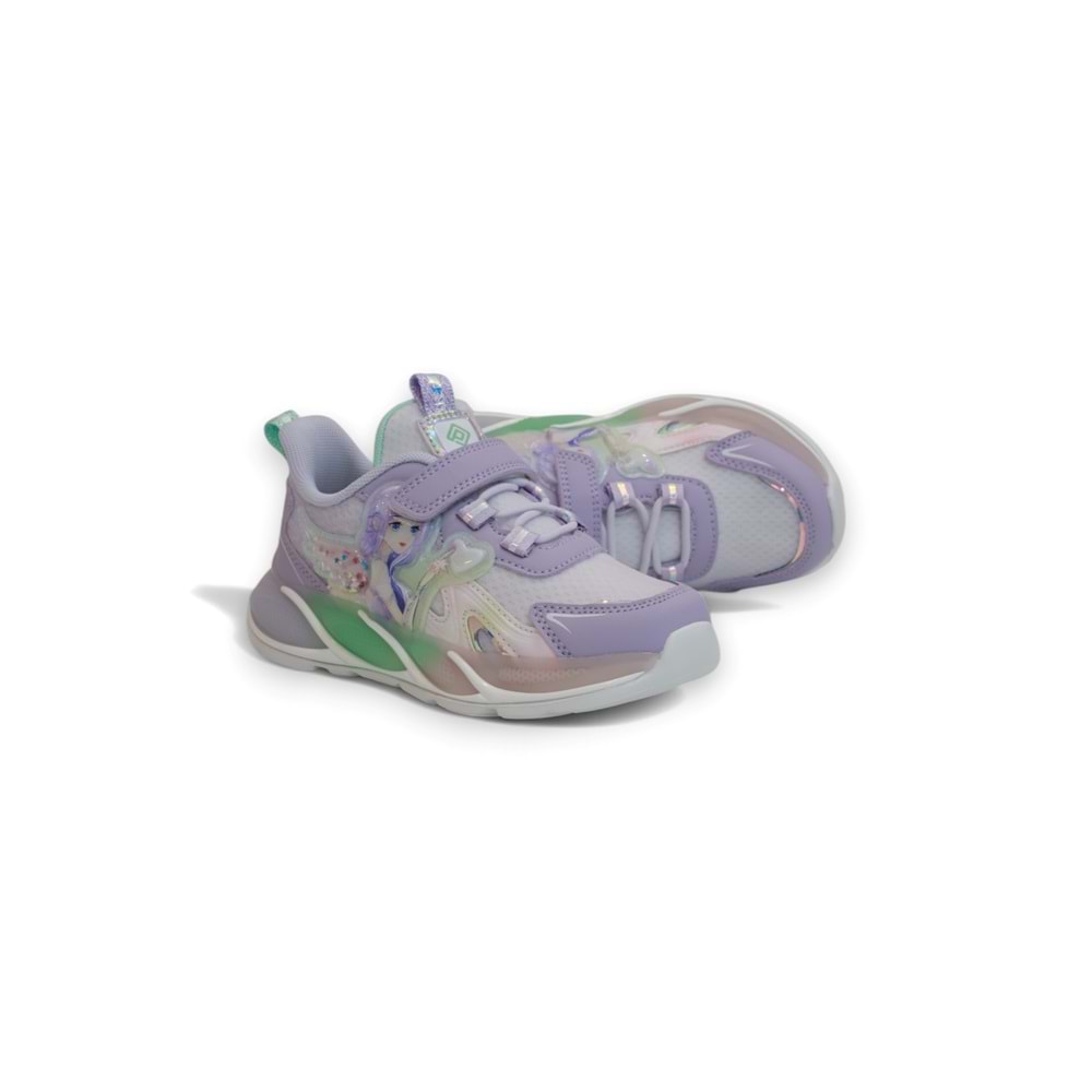 Kidessa 2126-1944 Anatomik Tabanlı Ultra Hafif Kız Çocuk Günlük Işıklı Spor Ayakkabı - NKT02126-lila-26